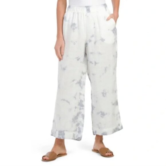 C&C Linen Pants California White Blue Tye Dye‎ - Picture 1 of 7